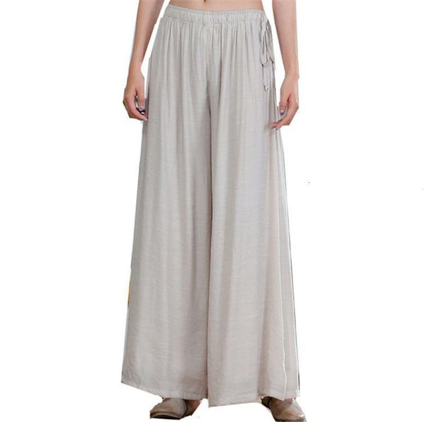

wide leg casual pants,plus size - 6xl 7xl summer brand thin comfortable long cotton linen trousers candy color dancing pants, Black;white