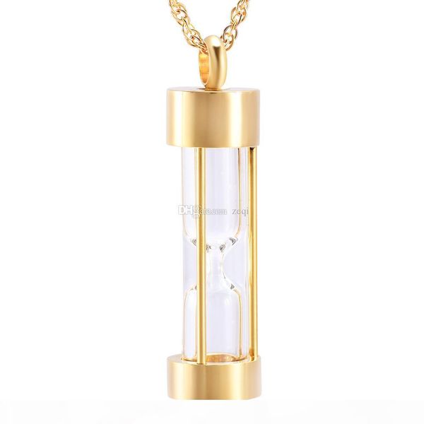 

cremation jewelry hourglass pendant hold memorial ashes stainless steel cylinder keepsake urn necklace for women girl, Silver