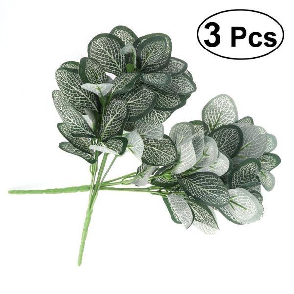 

decorative flowers & wreaths 3pcs artificial greenery bouquet simulation plant home el decoration 85pcs leaves 5 heads (blue)