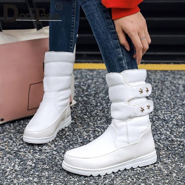 

boots doratasia winter fashion ladies snow keep warm platform women 2021 fur plush hook loop shoes woman, Black