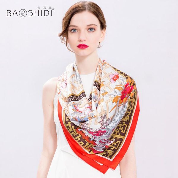 

baoshidi]100% silk scarf women,2020 new arrival,fashion scarf ,infinity square thick scarves,lady silk shawl hijab, Blue;gray