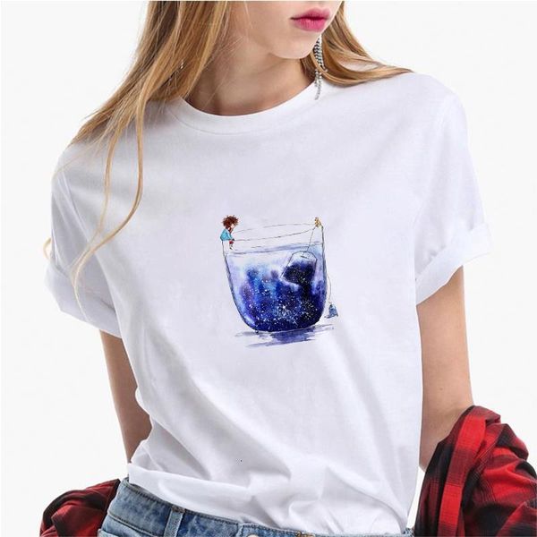 

2020 women print t shirt harajuku funny cup little princess print t-shirt cartoon female aesthetic clothes, White