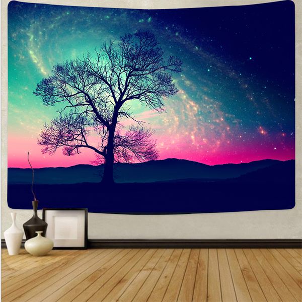 

sky гобеленовые aurora гобелены beautiful night view psychedelic wall hanging синий лес украшения стены home decor большой размер
