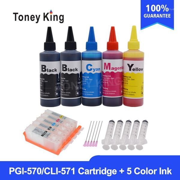

ink cartridges toney king pgi570 refillable cartridge for canon pixma ts ts5051 ts5053 mg7752 mg7753 printer chip full ink1