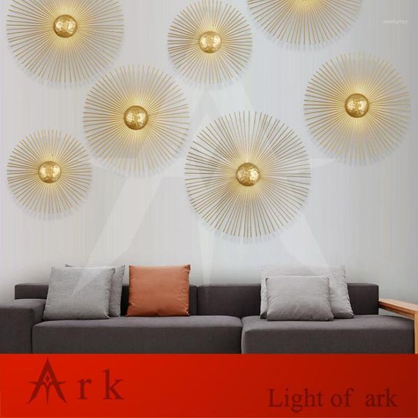 

wall lamp minimalist gold sun radiation led for home living room sconce bedside light fixtures1