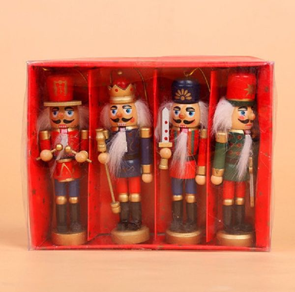 

christmas decoration wooden nutcracker puppets 12cm set of 4 boxed children's gift deskdecoration