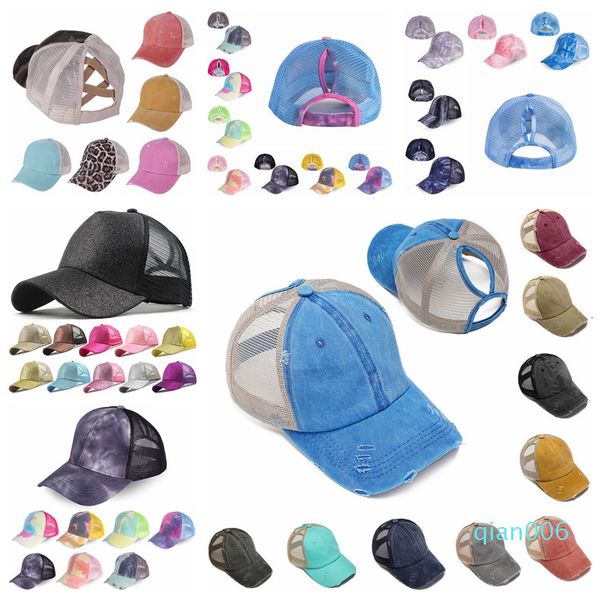 

messy caps gliter ponytail bun washed baseball cotton tie dye snapbacks leopard sun visor outdoor hat party hats cca1228t26q