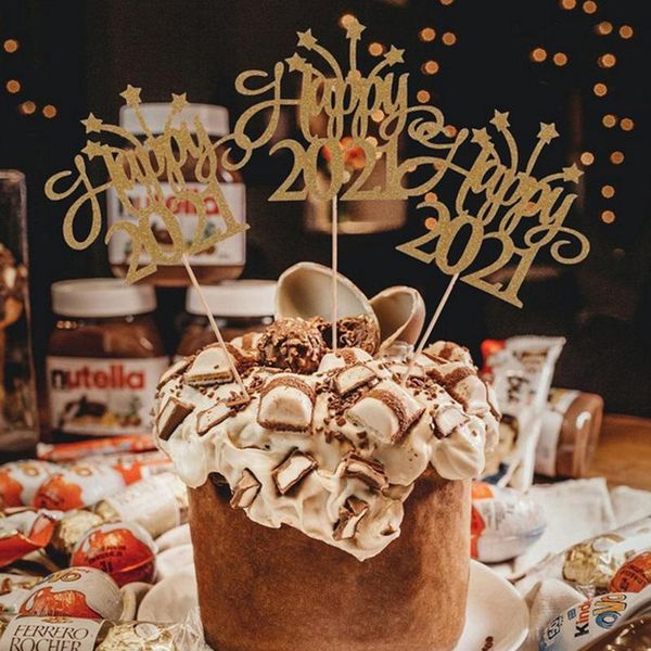 

12pcs 2021 numbers happy year cake ers new year party dessert diy home party supplies accessories