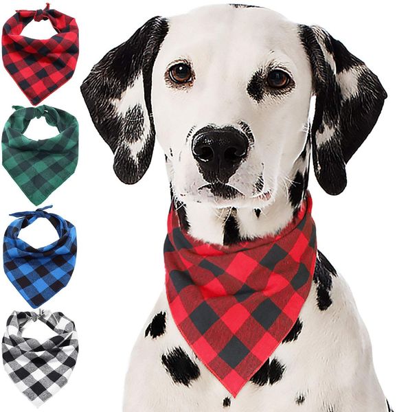 

buffalo plaid dog bandana cotton bandanas handkerchiefs scarfs triangle bibs accessories for small medium large dogs puppies pets