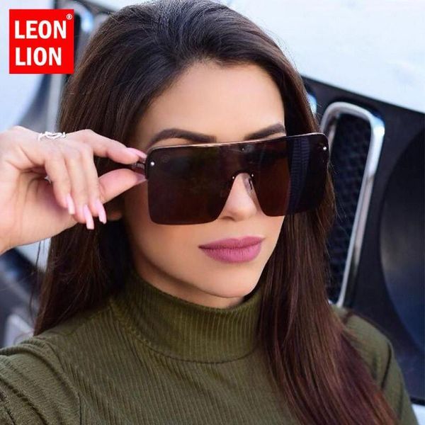 

leonlion 2020 oversized sunglasses women rimless sun glasses women luxury eyeglasses for women/men vintage gafas1, White;black