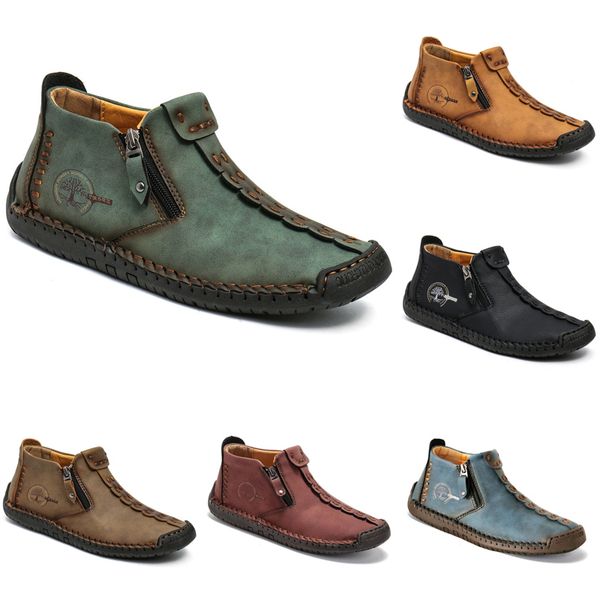 

wholesale non-brand men winter martin boots zipper shoes red black blue khaki brown outdoors hand-stitched tooling boots