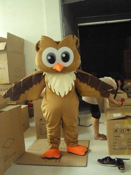 

mascot costumes classic version big face brown owl mascot costume halloween birthday party cartoon apparel costumes size, Red;yellow
