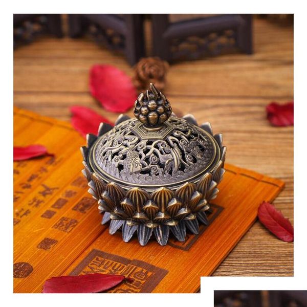 

alloy hollow cover aromatherapy furnace lotus shaped incense burners double dragon ear treasures fill t jllroa bdebag