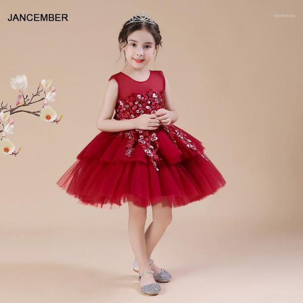 

b030 sequined sleeveless flower girls wedding christmas children evening party dress 2021 kids ball gowns1, Red;yellow