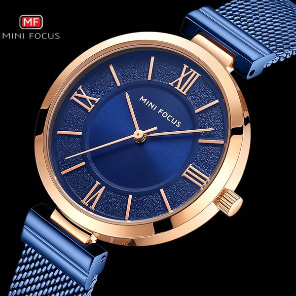 

minifocus women watches brand luxury simple quartz analog clock blue stainless steel strap fashion elegant lady watch girls, Slivery;brown