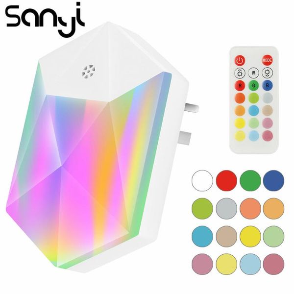 

wall lamp remote control night light high bright led 16 colors us/eu/uk plug bedroom lighting mini size
