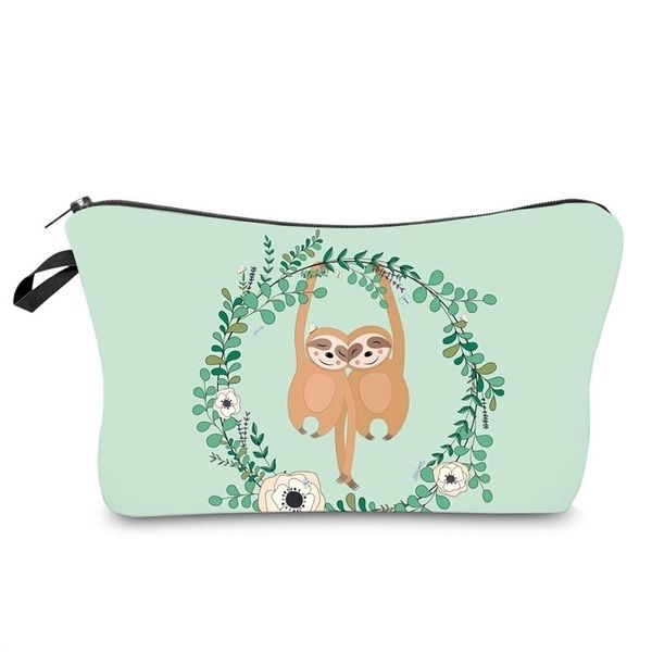 

animal print cosmetic bags cute women handbag travel toiletries organizer pouch sloth print cartoon makeup bag