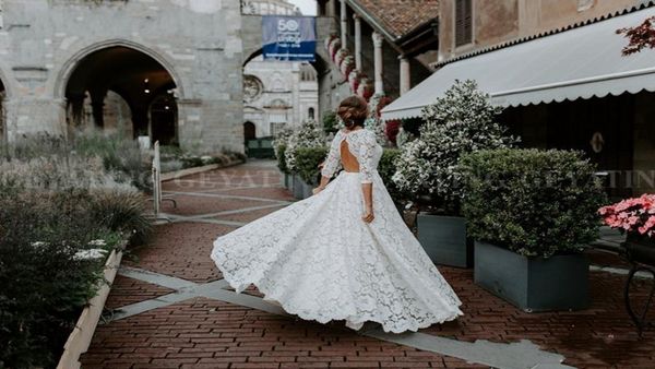 Abiti da sposa in pizzo bohémien stile country vintage con apertura sul retro 3/4 maniche Boho Beach Abito da sposa taglie forti Abito da sposa233z