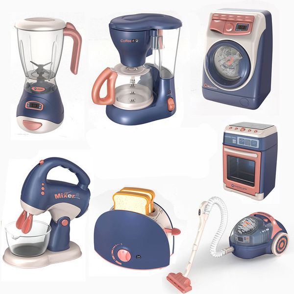 Mini eletrodomésticos cozinha brinquedos de cozinha crianças fingir jogar lazer máquina de lavar aspirador de brinquedo toaster fogão brinquedos meninas meninos