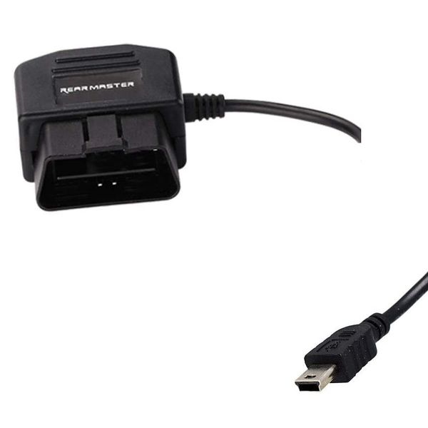 

rearmasterÂ® universal car charger obd power cable for dash camera car dvr,24 hours surveillance with switch button,mini usb port