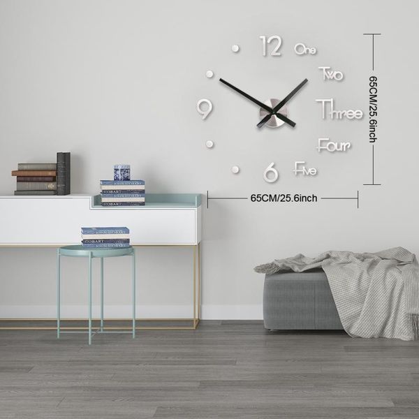 

wall clocks simple sticker clock 3d diy creative design mirror surface decorative watches