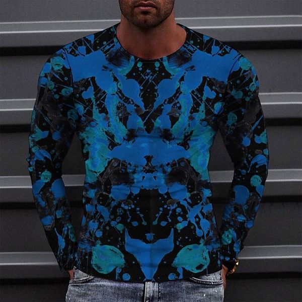 

men's tee t shirt 3d print graphic round neck casual daily print long sleeve fashion designer comfortable big and tall blue g0sn#, White;black
