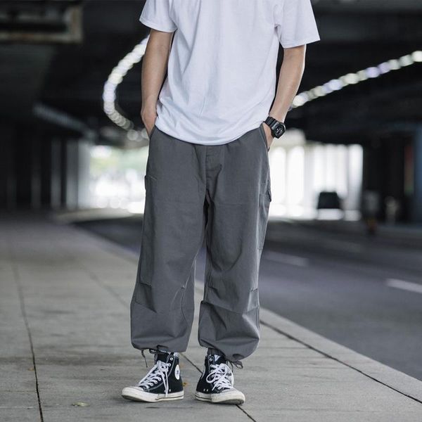 

loose overalls men's ins trendy straight casual leggings slouchy multi pocket wide leg pants, Blue