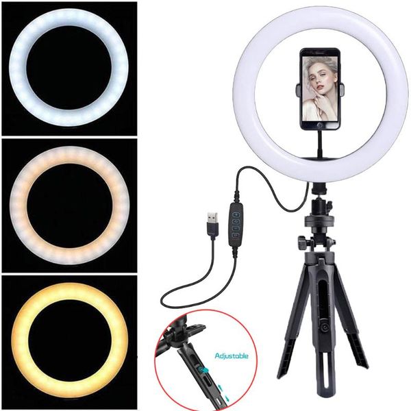 

10 inch ring light with tripod stand for cell phone selfie live phone holder usb 3 modes led light ring lamp for tik tok youtube