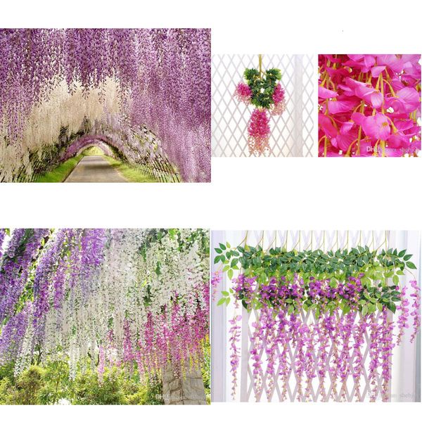

factorytcdqflower rattan silk long wisteria vine elegant artificial for wedding centerpieces decorations bouquet garland home 4 col