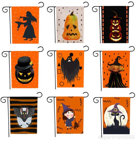 

halloween pumpkin ghost bat witch printed garden 32*47cm linen outdoors flag fall decorations owc925