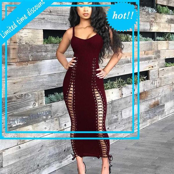 

women bodycon spaghetti dress tight hollow effen colour v-neck vestido the mujer summer party club dresses, Black