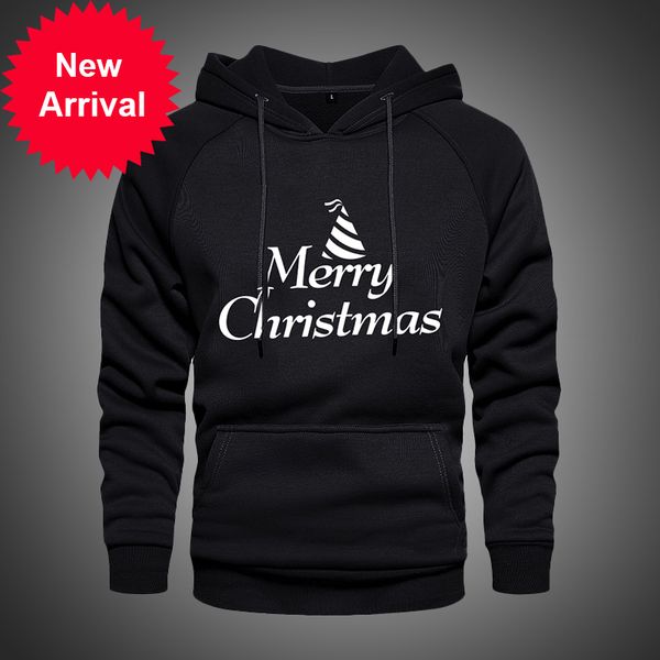 

feliz natal outono inverno velo sweatshirts moda hoodies dos homens quente do feriado pullovers novo agasalho casual, Black