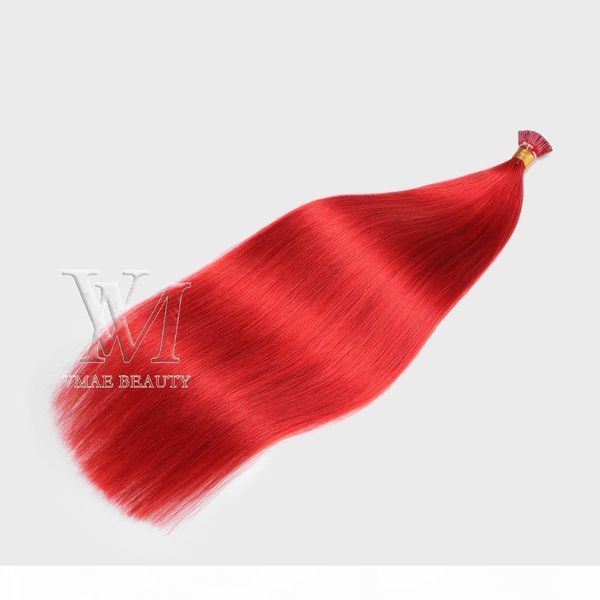 

vmae wholesale 11a grade real unprocessed virgin remy double drawn #bug silk straight i tip flat tip u tip human hair extensions, Black