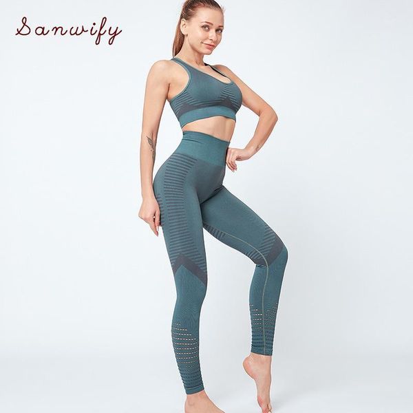

yoga outfits 2021 set woman 2 pieces seamless women sportswear high waist leggings pant sports bra gym clothing suit for1, White;red