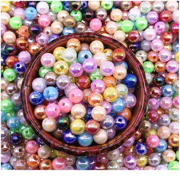 

new 6mm 8mm 10mm shining ab acrylic imitation pearls loose spacer beads for jewelry making diy earrings acc jllsac, Crystal