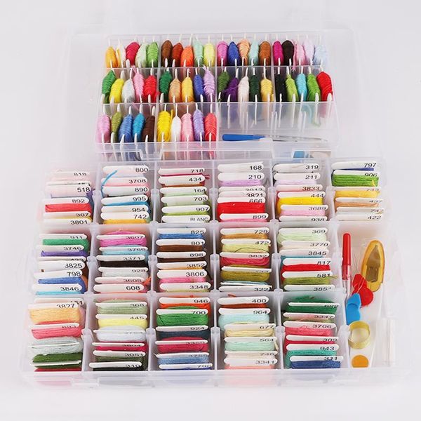 

yarn cross stitch thread 50/100 mixed color cotton sewing skeins embroidery floss kit diy handmade tools, Black;white