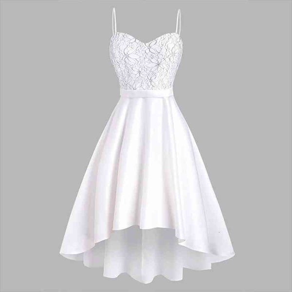 

vintage lace sleeveless high low party dress spaghetti strap women summer elegant sukienka midi dress vestido de festa, Black;gray