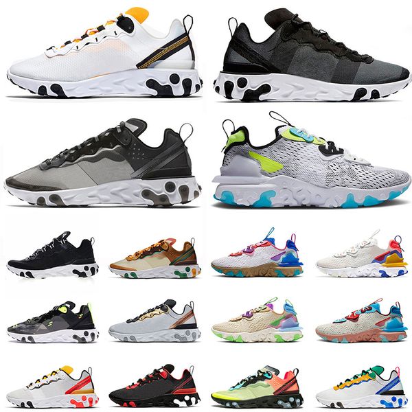 

new mens womens with socks epic react vision react element 55 87 running shoes pn dust triple black white sports trainers sneakers
