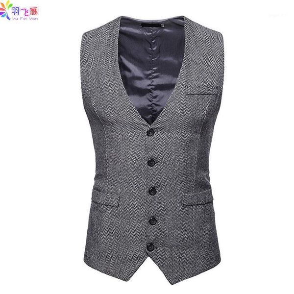 

yufeiyan 2019 casual mens vest single breasted vest waistcoat men classic slim fit tweed business wedding male men1, Black;white