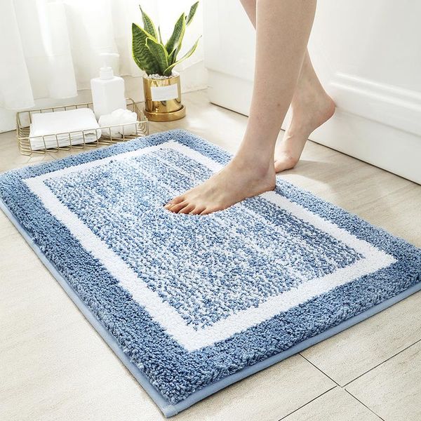

bath mats simple design soft flocking bathroom carpet 1pcs water absorbent hallway mat non-slip doorway bedroom floor rug washsble