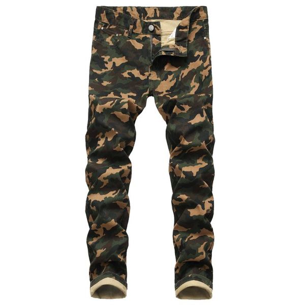 

men's new camouflage jeans fashion slim fit male denim trousers hip hop plus size skinny jeans man pants pantalon cargo homme, Blue