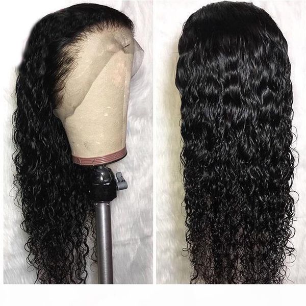 

curly front lace human hair wigs pre-plucked brazilian virgin hair curly lace wig-glueless 120% density, Black;brown