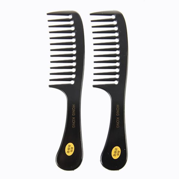 

2 pcs hairstyle diy wide tooth plastic curly hair care handgrip comb 9, Silver