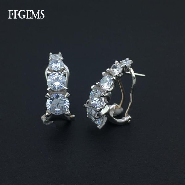 

ffgems новый дизайн 925 серебряные серьги стерлинг циркон изящные ювелирные изделия для женщин lady worgagement свадьба подарочная коробка, Golden;silver