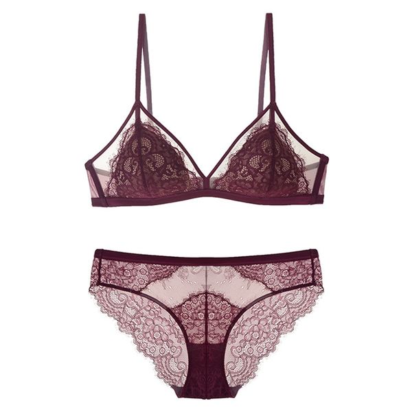 

2020 european and american new style eyelashes lace french no steel ring triangle cup plus size bra set underwear women c1211, Black;white