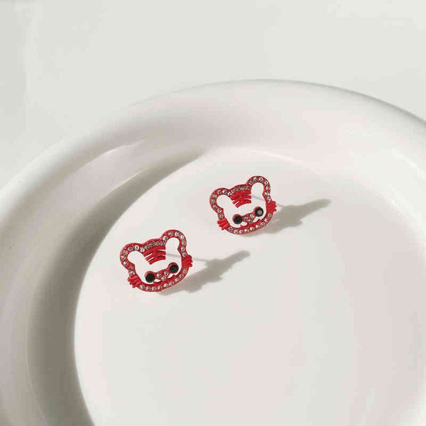 

charms earrings chinese year red style female 2022 cute little tiger, Golden
