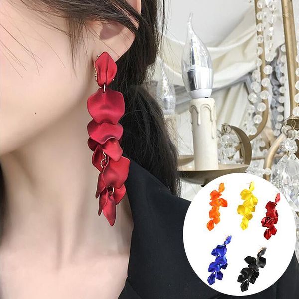 

jouval large statement exaggerated red flower earrings drop dangle brincos for women female 2020 new arrival jewelry1, Silver