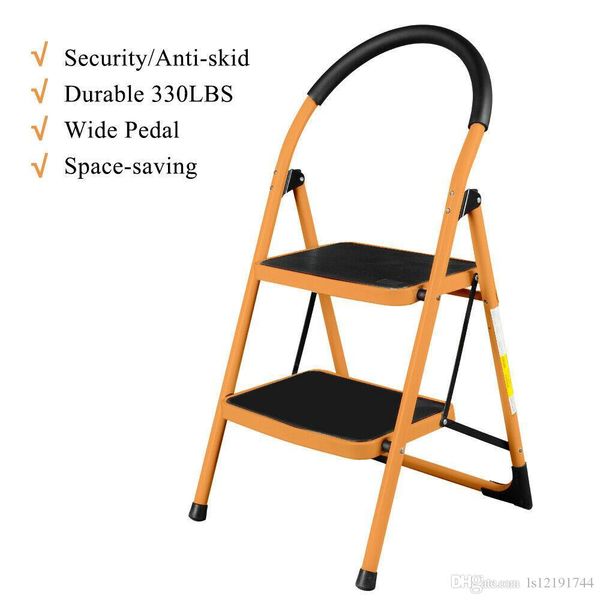 

heavy duty non-slip 2 step ladder folding steel step stool 330lbs max capacity