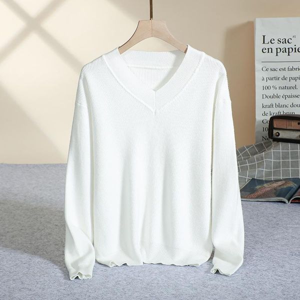 

women's sweaters 2021 v neck women sweater autumn winter basic thick warm knitted jumper femme christmas ribbed pullover, White;black