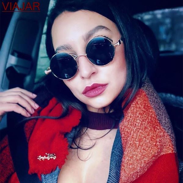 

vintage steampunk sunglasses women men 2020 fashion round punk women sun glasses uv400 shades glasses woman uv4001, White;black
